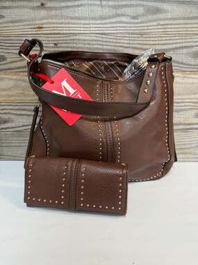 New Montana West Large Leather Hobo Handbag for Women Concealed Carry Studded